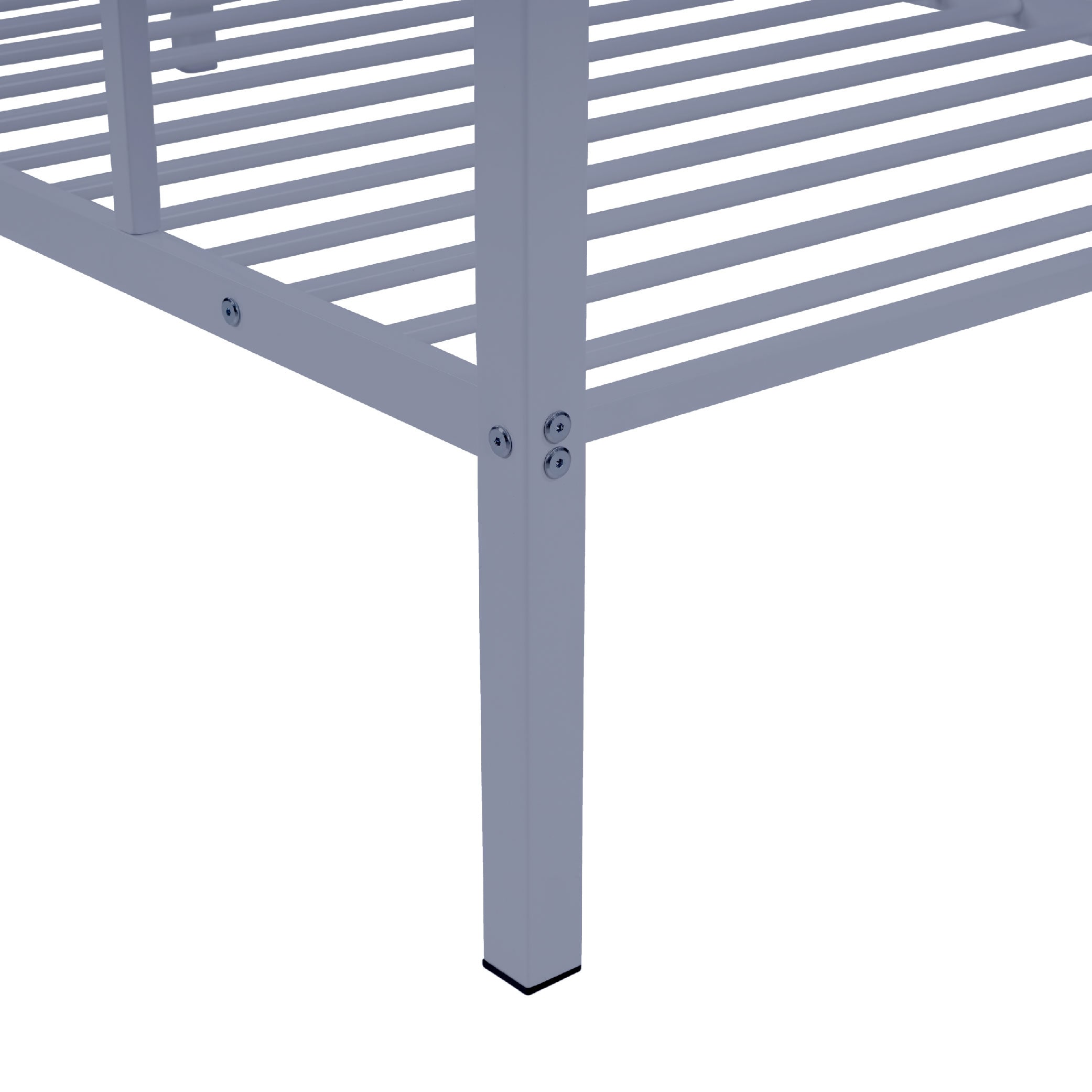 Metal Bunk Bed Twin Over Twin, Low Profile Bunk Bed Frame WithBuilt-in Ladder, High Guardrail And Metal Slats, Space-Saving Twin Size Bed Frame For Kids Teens, No Box Spring Required, Gray_voghion.com